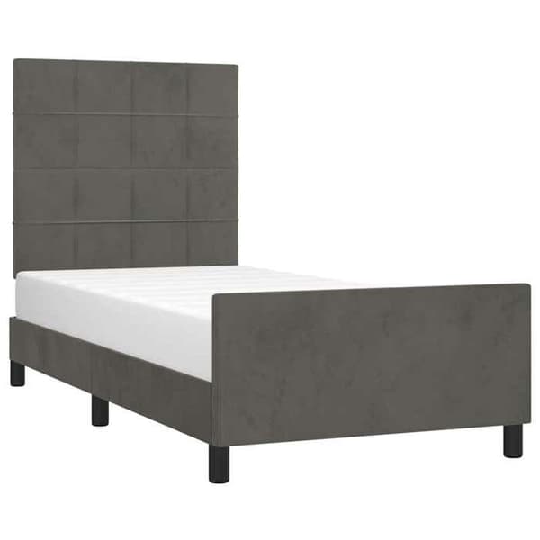 Maison Exclusive - Sängram utan madrass mörkgrå 90x190 cm sammet