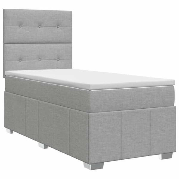 Maison Exclusive - Boxspring säng med madrass Ljusgrå 90 x 200 cm Tyg