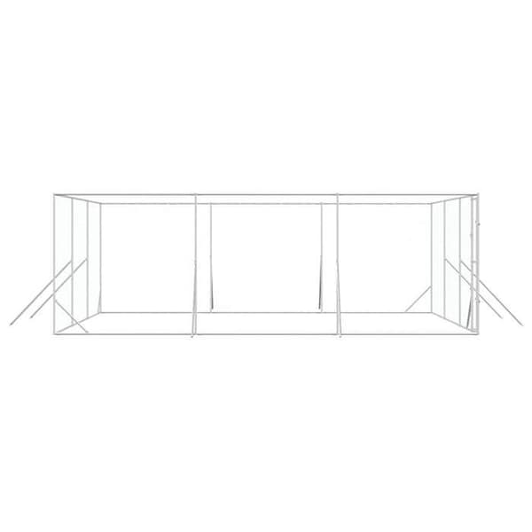 Utomhuskennel - Exklusivt hus - Galvaniserat stål - 6 x 6 x 2 m - Låsbart dörr Silver
