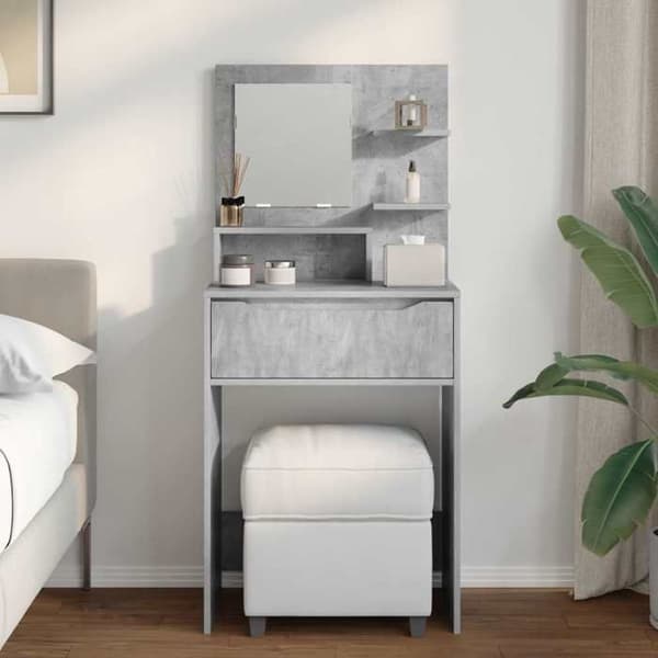 Maison Exclusive - Makeupborde til værelset Grå beton 80 x 39,6 x 135 cm