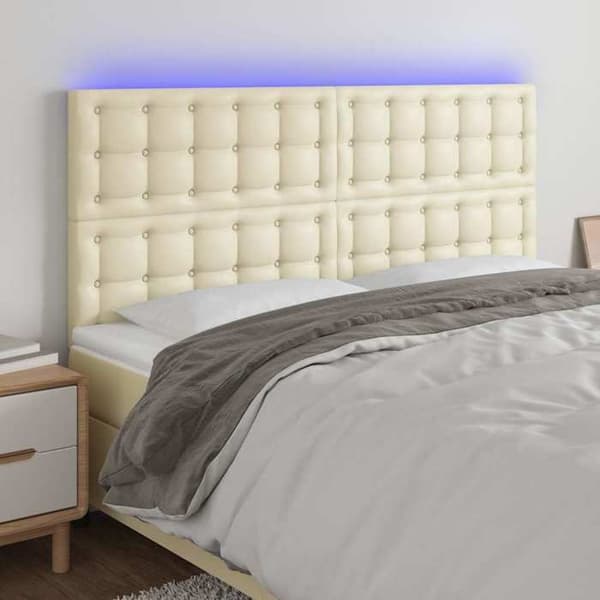 Maison Exclusive - LED Hovedgærde Creme 200x5x118/128 cm Simililæder