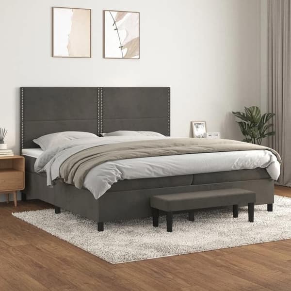 Maison Exclusive - Sänkylaatikko ja harmaa samettimatrassi 200x200cm
