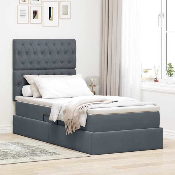 Maison Exclusive - LED opbejdningsseng med madras Mørkegrå 90 x 200 cm Mörkgrå