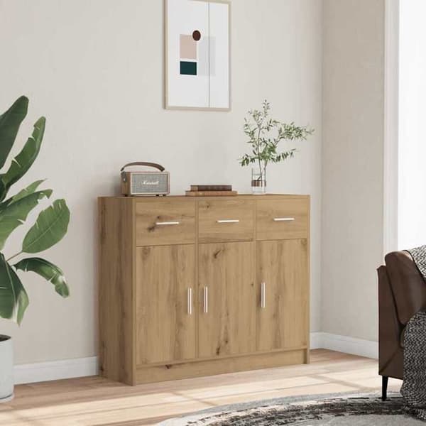 Maison Exclusive - Buffet i egetræ, håndlavet 91x28x75 cm, ingeniørtræ