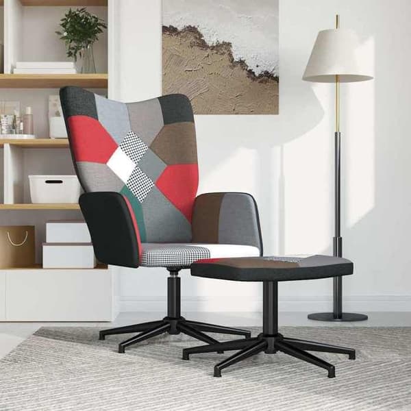 Maison Exclusive - Avkopplingsstol med puff i patchworktyg