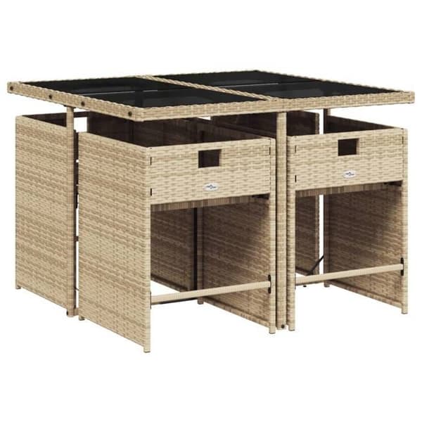 Maison Exclusive - Trädgårdsset med 5 delar i beige polyrotting med kuddar