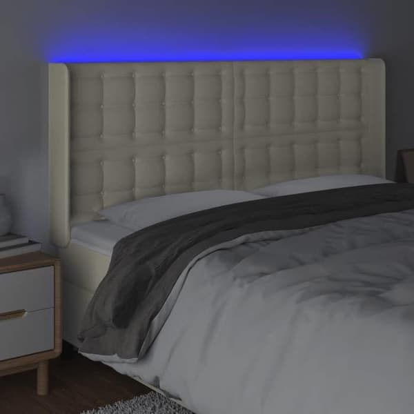 Maison Exclusive - LED Hovedgærde Creme 203x16x118/128 cm Simililæder