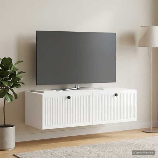 Maison Exclusive - Väggmonterad TV-möbel Väggmontering Vit glans 98 x 41 x 30 cm