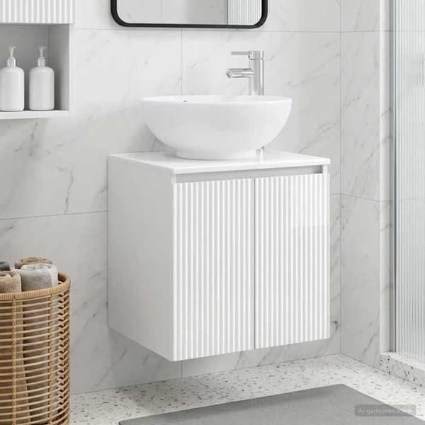 Maison Exclusive - Väggmonterad handfatsspegel i blank vit 49,5 x 44,5 x 65 cm