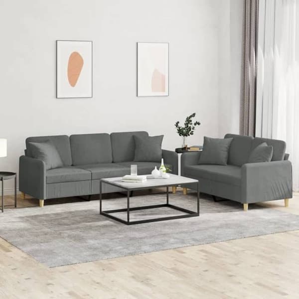 Maison Exclusive - Sæt af 2 sofaer med mørkegrå puder i stof