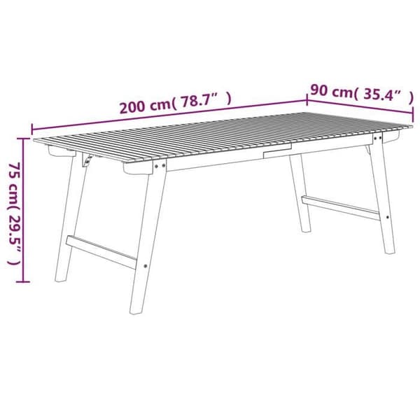 Maison Exclusive - Trädgårdsbord 200x90x75 cm i solid akaciaträ