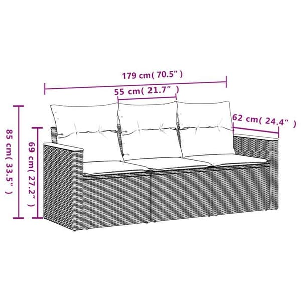 Maison Exclusive - Trädgårdsmöbler med kuddar 3 delar grå flätad resin