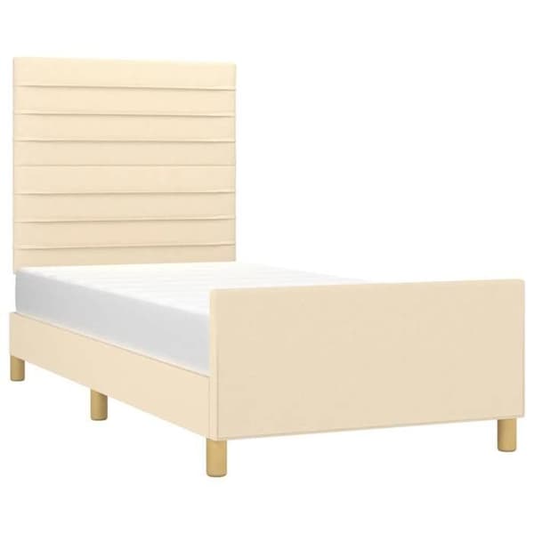 Sengestel - EKSKLUSIV HUS - 100x200 cm - Creme - 100% polyester stof - Justerbar hovedgærde Grädde