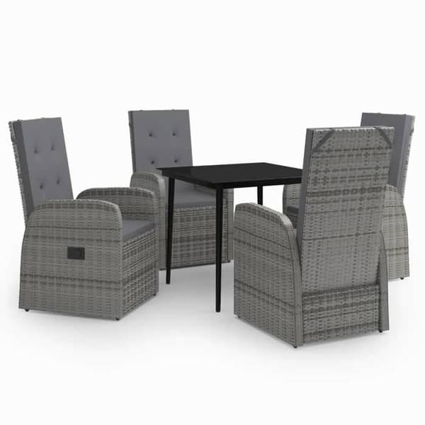 Maison Exclusive - Puutarhakalusteryhmä tyynyillä 5 kpl Harmaa
