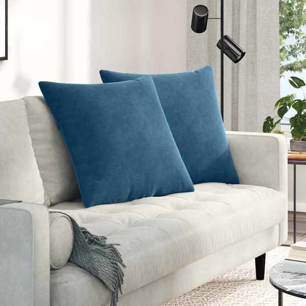 Sofa puder - EKSKLUSIV HUS - Moderne - 60 x 60 cm - Blå fløjl - Sæt med 2 Blå