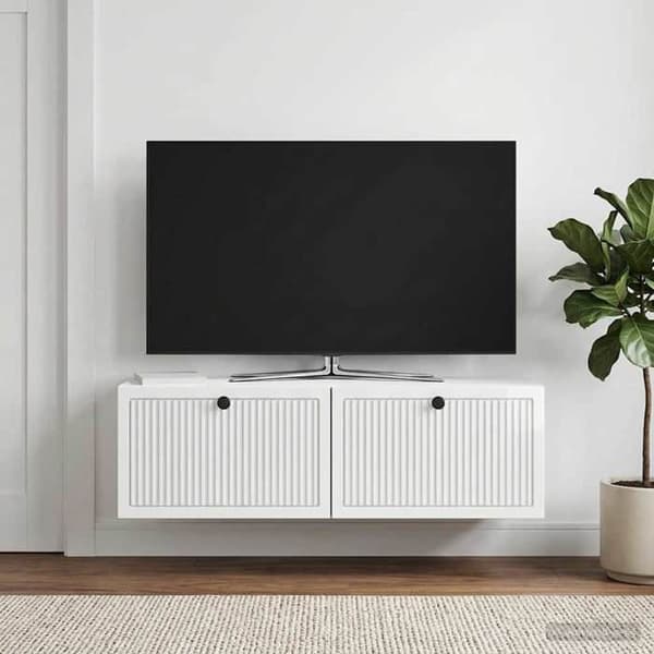 Maison Exclusive - Väggmonterad TV-möbel Väggmontering Vit glansig 98 x 31 x 30 cm