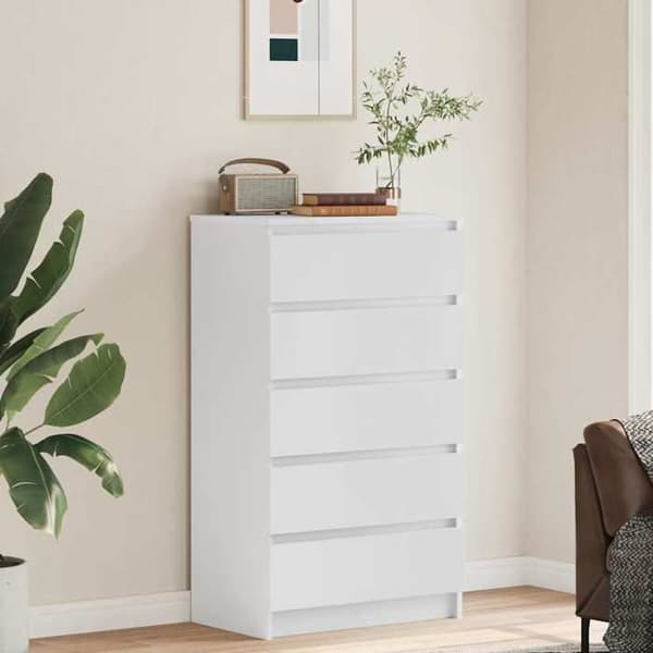 Maison Exclusive - Kommode Hvid 60x36x103 cm Ingeniørtræ