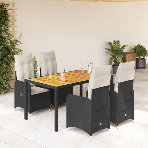 Ensemble bistro - MAISON EXCLUSIVE - 5 dele - Sort - Poly rattan - Justerbar ryg Svart