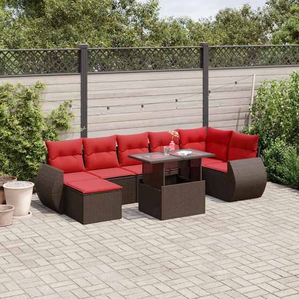 Havemøbel sæt - MAISON EXCLUSIVE - Modulerbart - 8 dele - Brun PE rattan - Justerbart bordplade brun