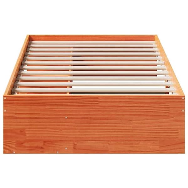 Seng i dag - EKSKLUSIV HUS - 80x200 cm - Massiv fyr - Voksbrun - Opbevaring under seng