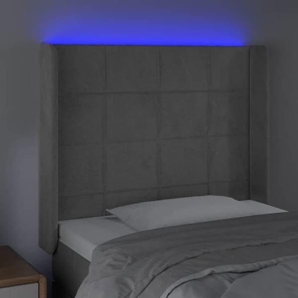 Maison Exclusive - LED-päätyharso Vaaleanharmaa 93x16x118/128 cm Sametti ljusgrått
