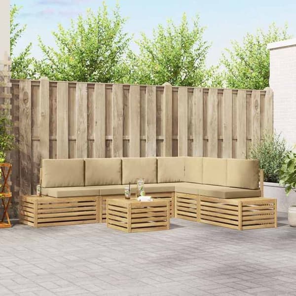 Maison Exclusive - 7 kpl Ulkokalusteiden Sohvasetti Polyesteri Valkoinen ja Beige