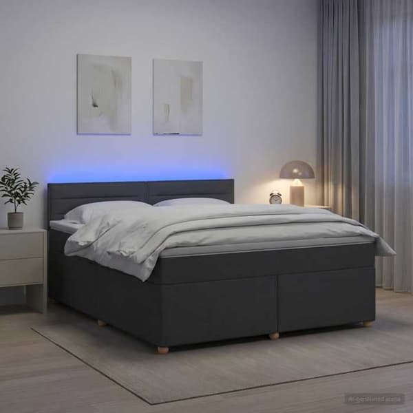 Sängram med madrass - EXKLUSIV HEM - Boxspring-säng - Mörkgrå - 140 x 200 cm - Tyg Mörkgrå