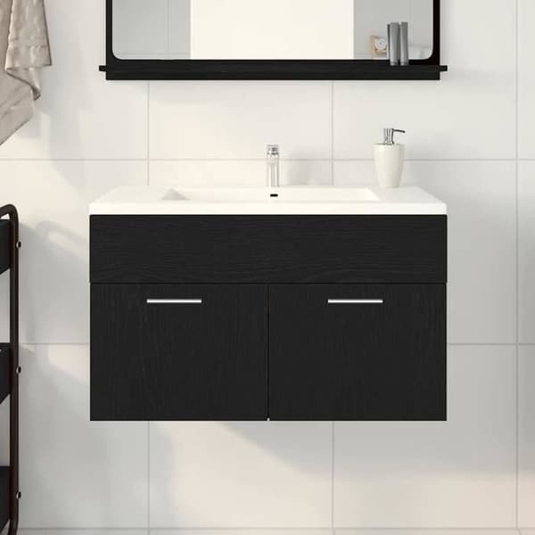 Maison Exclusive - Vaskeskab Sort Eg Ingeniørtræ