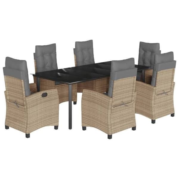 Maison Exclusive - Puutarhakalustesarja tyynyillä 7 kpl beige sekoitettu rottinki