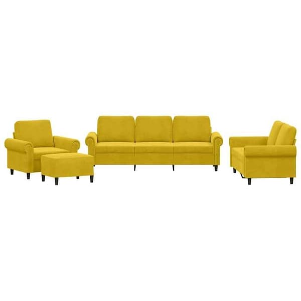 Maison Exclusive - Sæt af 4 sofaer med puder i gul fløjl