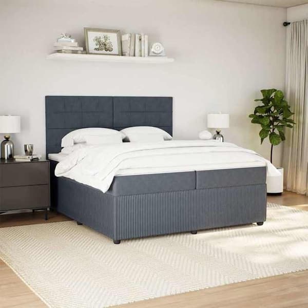 Maison Exclusive - Sänkylaatikko ja harmaa samettimatrassi 200x200cm