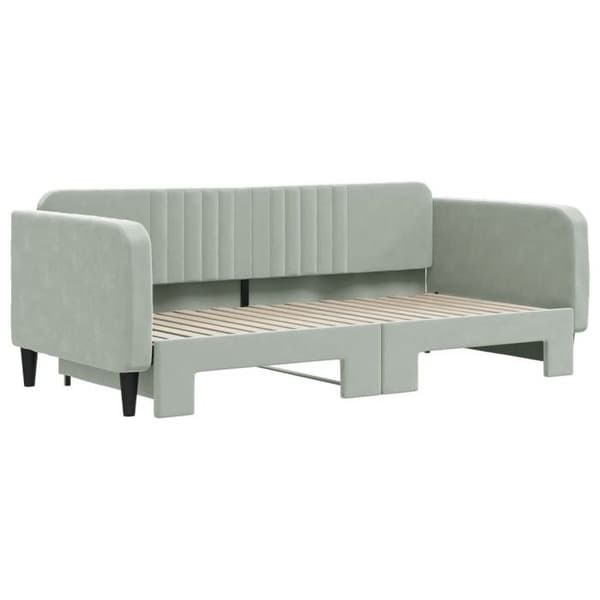 Maison Exclusive - Dagbädd med utdragssäng ljusgrå 90x190 cm sammet