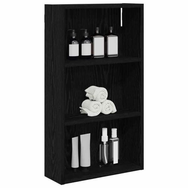 Maison Exclusive - Vægskab til badeværelse Sort Eg 40 x 14 x 70 cm