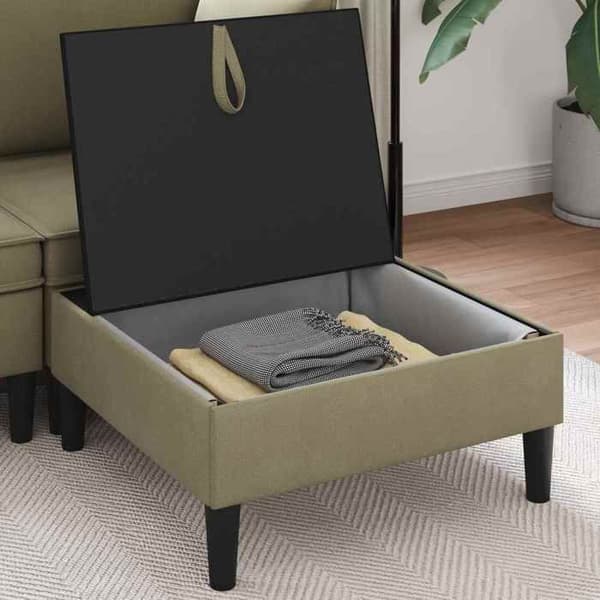 Pouf - EXKLUSIVT HEM - Pouf med förvaring - Kaki sammet - Högdensitets skum - Rektangulär Kaki