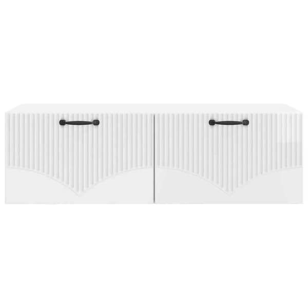 Maison Exclusive - Väggmonterad TV-möbel Väggmontering Vit glans 98 x 41 x 30 cm