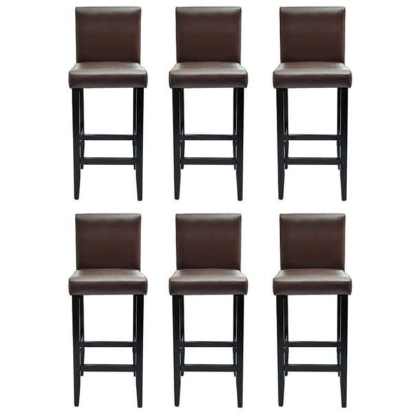Maison Exclusive - Barstolar set om 6 mörkbruna konstläder Mörkbrun