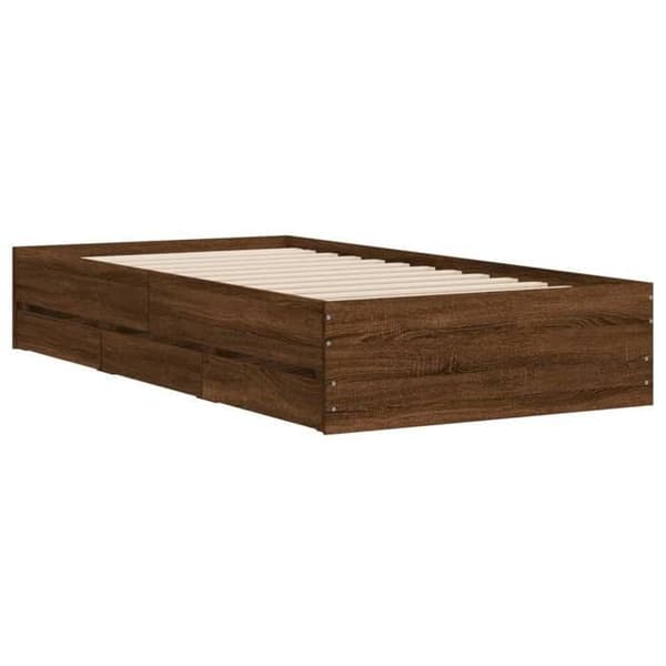Maison Exclusive - Sengestel med skuffer uden madras, egetræ brun 75x190 cm