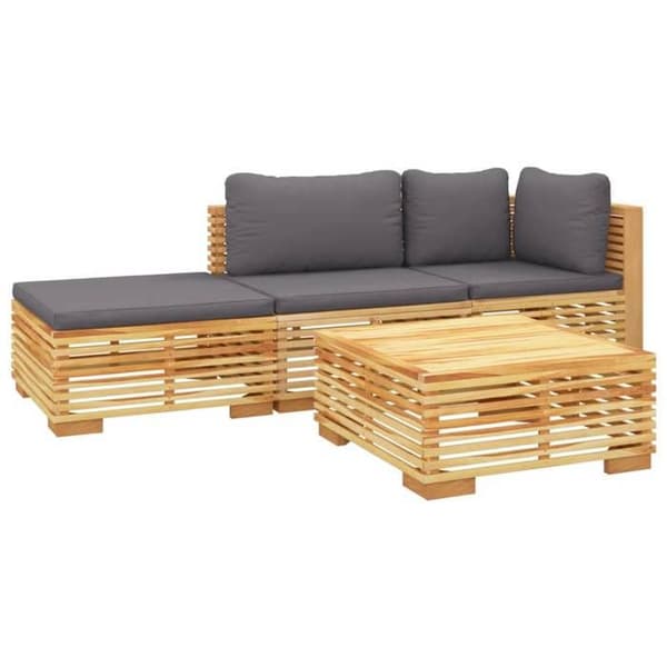Maison Exclusive - Havegruppe 4 stk med puder i solid teaktræ