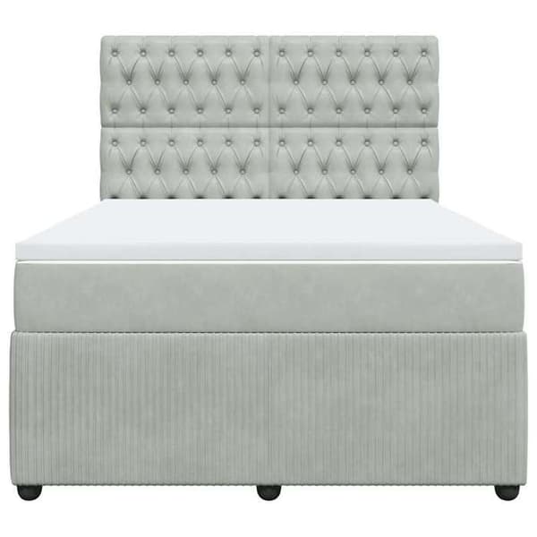 Maison Exclusive - Seng solid bund med socker og madras Grå 160x200cm Velour
