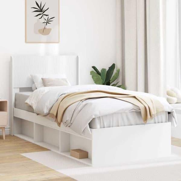 Sängram - EXKLUSIV HEM - Unik modell - Vit - 90x200 cm - Inbyggd förvaring Vit