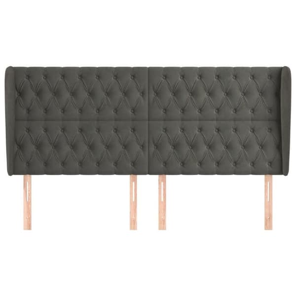 Maison Exclusive - Päätylevy korvilla Tummanharmaa 183x23x118/128 cm Sametti mörkgrå