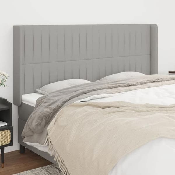 Maison Exclusive - Päätylevy korvilla Vaaleanharmaa 203x16x118/128 cm Kangas ljusgrått