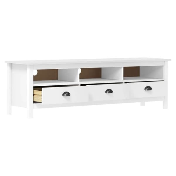 Maison Exclusive - TV-møbel Hill Range Hvid 158x40x47 cm Solid fyrretræ Matt vit