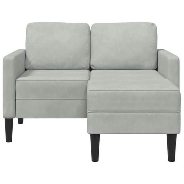Soffa - EXKLUSIVT HUS - L-soffa - 2 platser - ljusgrå sammet - integrerad divan 125 cm Ljusgrått