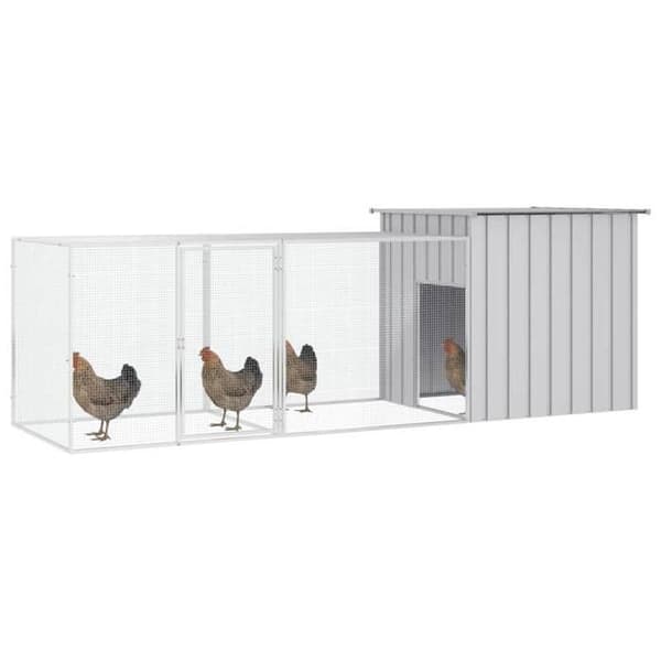 Exklusivt hus - Hönsgård Grå 300x91x100 cm Galvaniserat stål grå