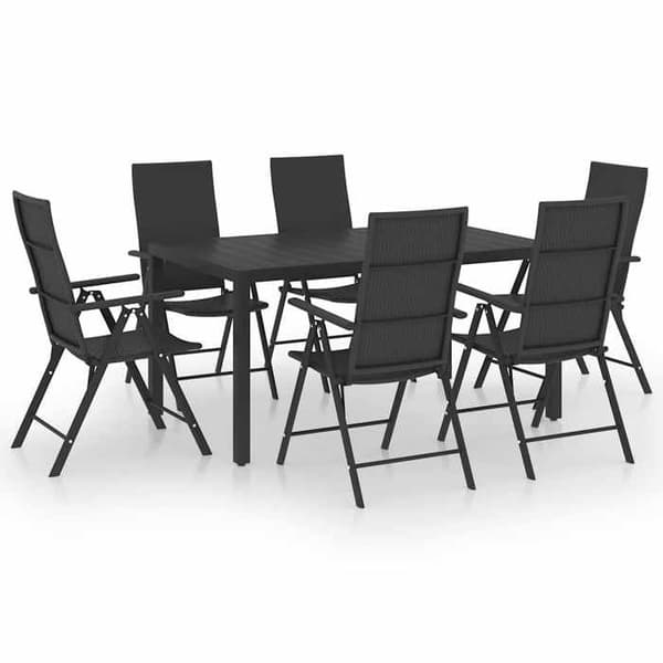 Havemøbler - EKSKLUSIVT HUS - 7 dele - Sort - Aluminiumramme - WPC bordplade Svart