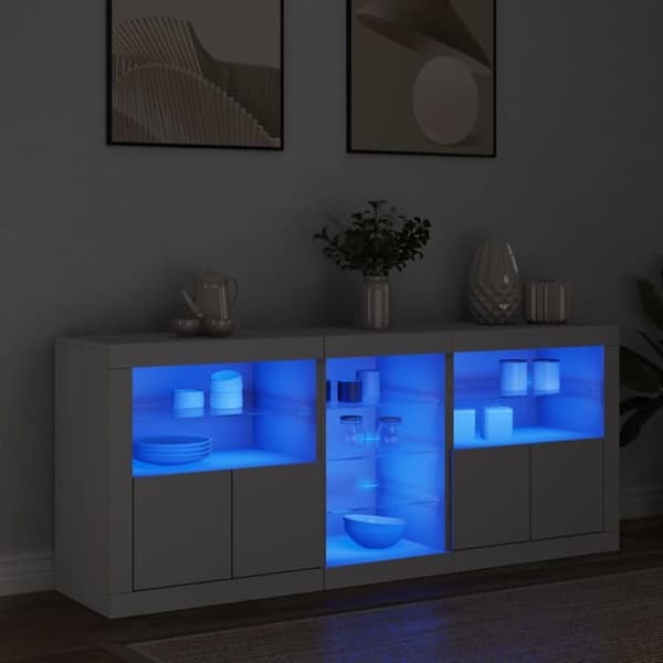 Maison Exclusive - Buffet med hvide LED-lys 162x37x67 cm