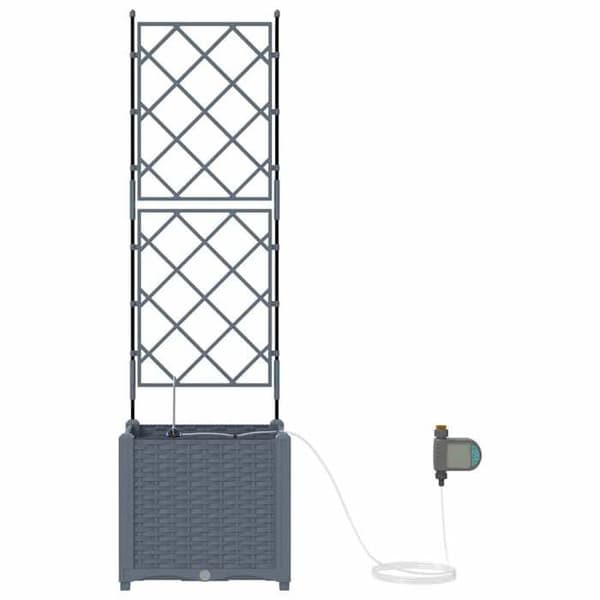 Jardiniär - EXKLUSIVT HUS - Pack 2 - Polypropen - Ljusgrå - 40 x 40 x 142 cm Ljusgrått