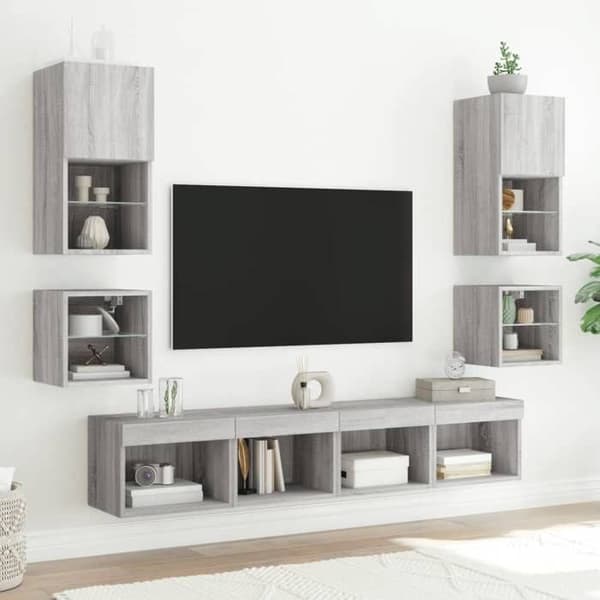 Maison Exclusive - Väggmonterade sängbord med LED-lampor 2 st sonoma grå Sonoma grå