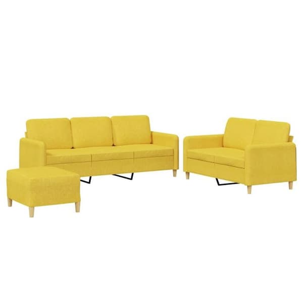 Maison Exclusive - Sæt af 3 sofaer med puder Lys gul Stof
